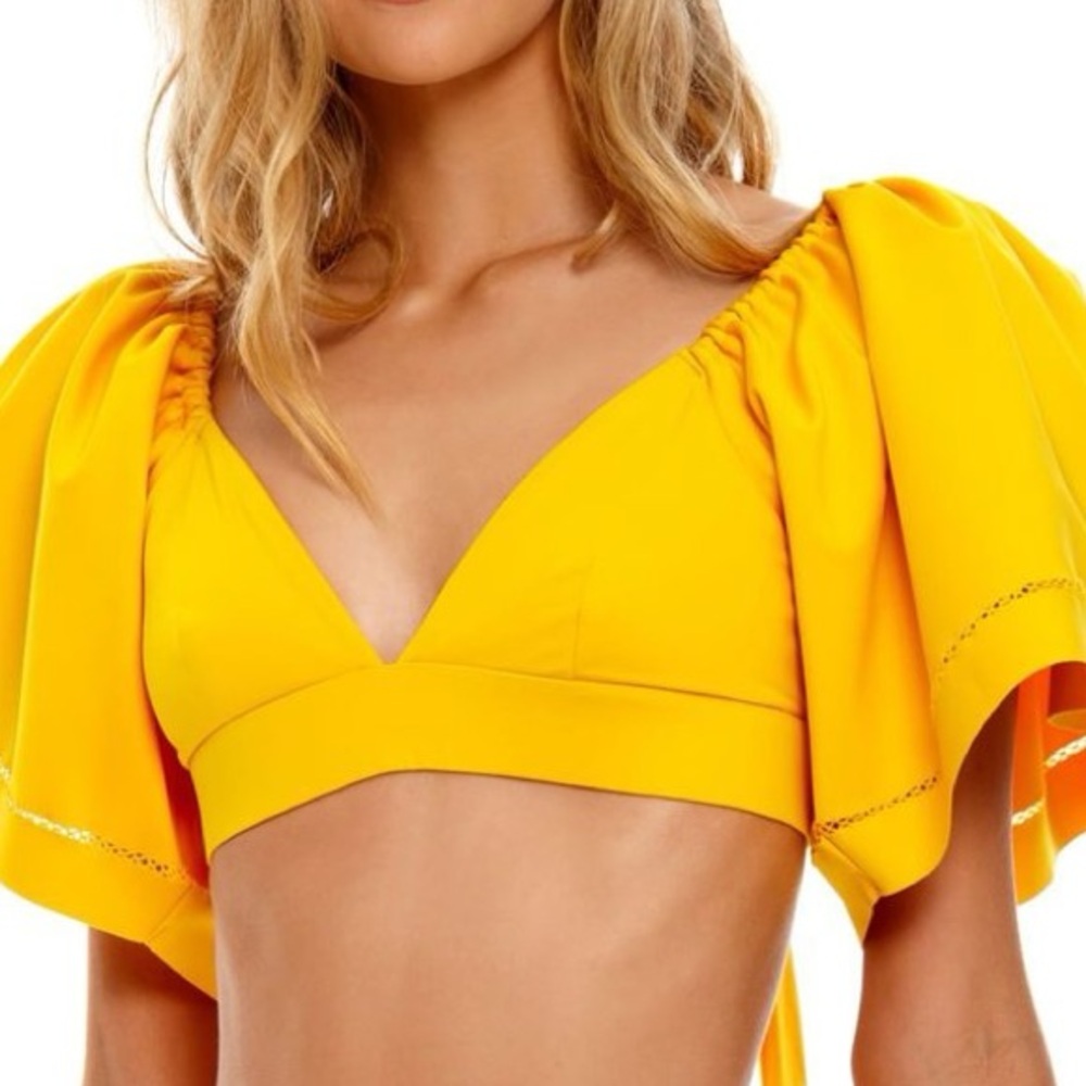 Agua Bendita Bretta Jambo Bikini Top Yellow S NWT